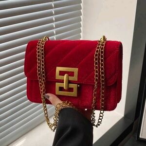 Red Suede Purse (Velvet Feel)
